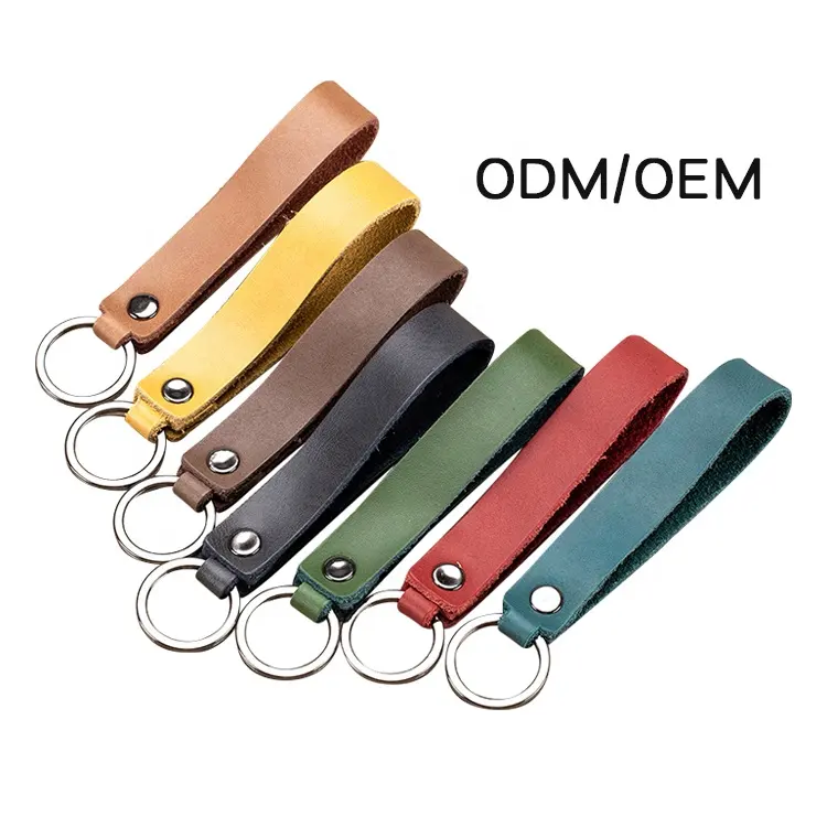 Wholesale promotional gift strap key holder custom metal luxury colorful Pu leather keychain