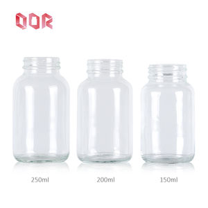Bouteilles en verre rondes transparentes avec bouchon à vis en bambou, 80 ml, 100 ml, 120 ml, 150 ml, 200 ml, 250 ml, pour médicaments, pilules, vides - Product Image 2