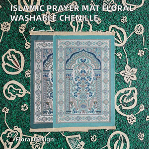 พรมละหมาดอิสลามแบบทอโพลีเอสเตอร์ลายดอกไม้ ขนสั้น ซักได้ ขนาด 70x110 ซม. สำหรับใช้ในห้องนอนและกลางแจ้ง ขายส่ง - Product Image 2