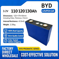 Cellule de batterie prismatique LiFePO4 BYD Grade A 3.2V 120Ah, 5000 cycles, température de fonctionnement -20-60°C, pour DIY solaire, VR, VE, marine