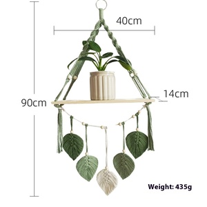Estante de decoración de pared nórdico exclusivo transfronterizo organizador de almacenamiento de algodón ecológico bohemio maceta exhibición de juguete de hoja de madera - Product Image 6