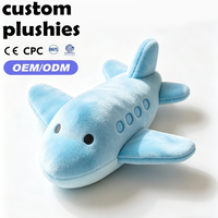 Jouet d'avion en peluche bleu doux et confortable, personnalisable avec logo pour mascotte d'entreprise - Vente chaude