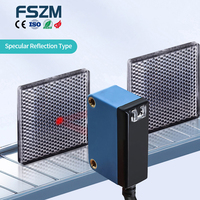 Sensor Fotoelektrik Retro-reflektif Persegi FSZM RS-5MD-N Jarak Deteksi 5m Bekerja dengan Cermin Reflektor 4-kawat NPN NO/NC
