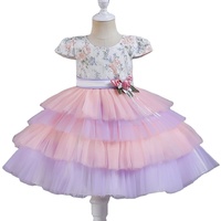 Couche de conception OEM Robe d'anniversaire pour filles à fleurs Robes tutu colorées de princesse d'été