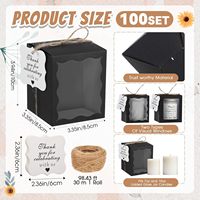 ReliThick - Caja de Regalo para 100 Velas Cúbicas, Empaque Transparente, Velas de 4-10 oz, 50 Etiquetas de Papel de Agradecimiento, Cuerda de Cáñamo, para Bodas/Bebés