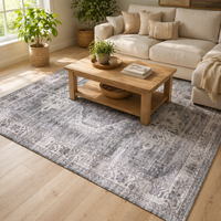 Tapis lavable à imprimé floral, tapis à poils ras doux pour salon, chambre à coucher, salle à manger, décoration intérieure