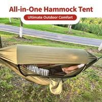 Hamac de camping pliable portable avec moustiquaire en nylon imperméable de 2 mm d'épaisseur pour toutes les saisons