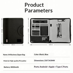 New Product Office School Branded Power Bank <b>Folders</b> With LED Light <b>A4</b> Custom Logo Notebook for Employee Incentives - Product Image 2