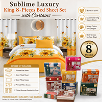 Ensemble de draps de lit de luxe sublime, 8 pièces, ensemble de literie taille king, avec draps, taies d'oreiller, rideaux pour la décoration de chambre moderne