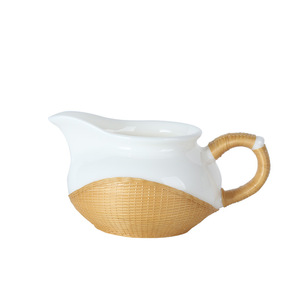 Handmade Bamboo Woven Porcelain Tea Set With Teapot And Two <b>Cups</b> Heat Resistant Travel Outdoor Use Traditional Chinese Style - Product Image 5