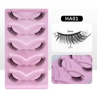 Tryphaena 5 paires de faux cils demi-complets en forme d'oeil de chat en gros maquillage de marque privée faux cils vaporeux