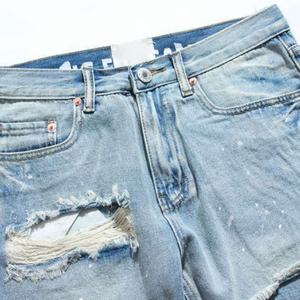 กางเกงยีนส์ขาสั้นขาดเซอร์ๆ สไตล์ฮิปฮอป แฟชั่นลำลอง สีน้ำเงิน สำหรับผู้ชาย รุ่นใหม่ล่าสุด - Product Image 3