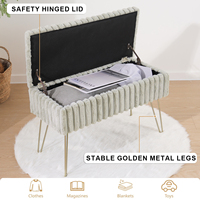 Haute Qualité Moderne Fausse Fourrure Flip Top Banc De Rangement Lit Fin Tabouret Repose-pieds pour Chambre et Salon Entrée
