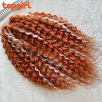 Extensions de Cheveux Tressés Ombrés Blonds en Fibres Synthétiques Résistantes à la Chaleur, Boucles Africaines, Crochet, Ondulation Profonde, 22-30 Pouces
