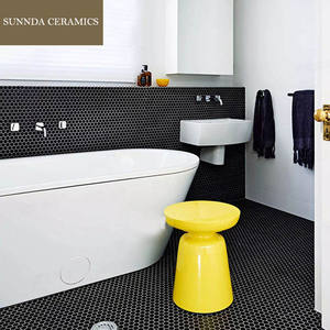 <span class=keywords><strong>Carrelage</strong></span> en céramique rond en forme de pièce de monnaie, antidérapant, blanc et <span class=keywords><strong>noir</strong></span>, pour la décoration complète du corps, pour la salle de bain, la cuisine, le sol et les murs - Product Image 4