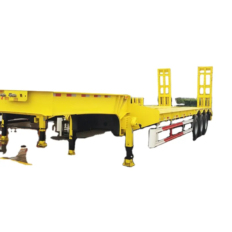 50-100 Ton Cimc Hydraulische Laagbedaanhangwagen Met Afneembare Zwanenhals Laagbed Aanhangwagen Voor Vrachtwagen