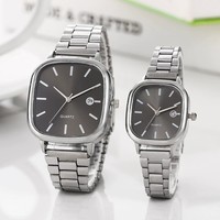 Montre de couple 2 pièces/ensemble, montre carrée tendance pour homme, montre à quartz analogique, montres de travail pour homme, cadeau, reloj hombre, sans boîte