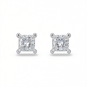 Pendientes de Diamantes Corte Princesa Tiffany & Co. 1.0 Ct Oro Blanco Certificado por GIA Estilo Clásico para Mujer - Product Image 1