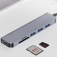 Hub Multipuerto HITEC USB3.0 Tipo-C 4K 60Hz PD 60W de Aleación de Aluminio 6 en 1 para Carga y Transferencia de Datos para Teléfonos Móviles con Certificación Rohs