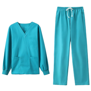 Uniforme de travail unisexe deux pièces en polyester et coton à manches courtes pour médecins, dentistes, vétérinaires, hôpitaux, blocs opératoires d'automne - Product Image 3
