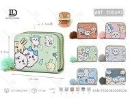 Portafoglio a doppia chiusura con pompon a forma di cartone animato, di piccole dimensioni, con chiusura a cerniera, per uso quotidiano, unisex - Product Image 1