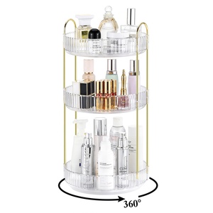 Organizador de dormitorio Luxspire Lazy Susan, organizador de encimera de baño de 3 niveles, soporte para tocador, bandeja giratoria, organizador de cosméticos - Product Image 1
