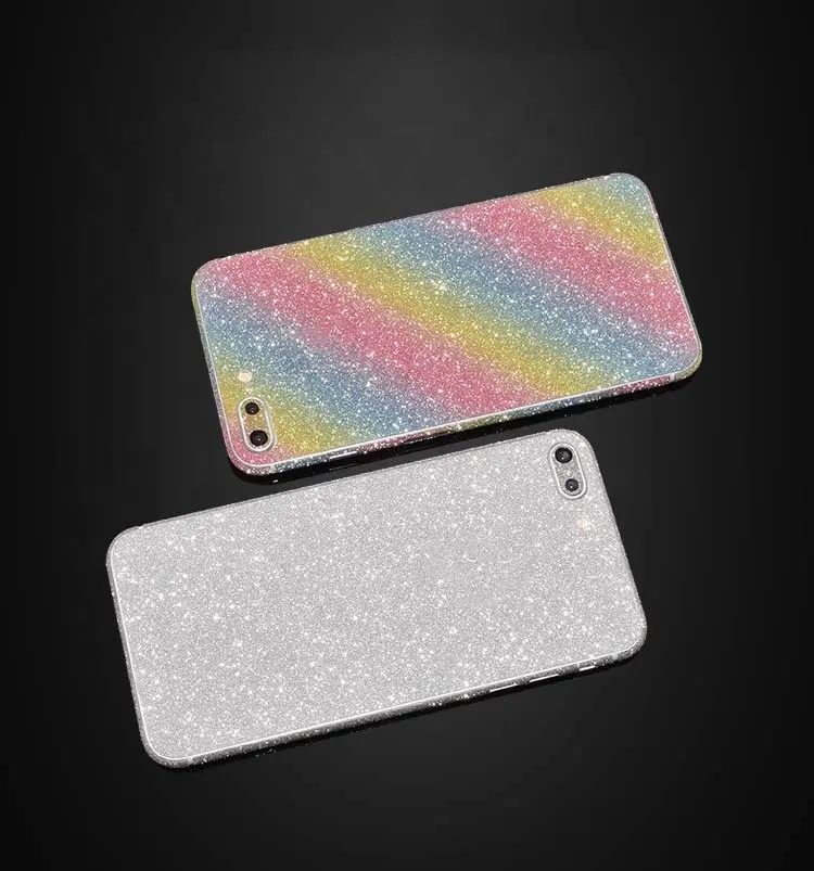 Film de protection en poudre à paillettes pour téléphone, iPhone 7, 8, finition colorée diamant, pvc mat, 2 pièces