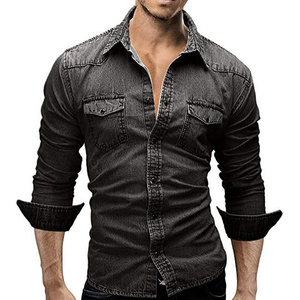 Nueva Camisa Casual de Moda para Hombre, Primavera-Otoño, Ajustada, Manga Larga, Satén, Doble Bolsillo, Botones de Mezclilla, Antiarrugas, Transpirable - Product Image 3