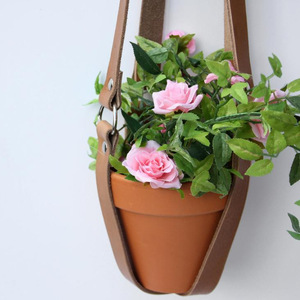 Panier suspendu en cuir pour plantes, corde de rangement suspendue pour plantes de jardin, panier suspendu fait main en corde pour plantes - Product Image 4