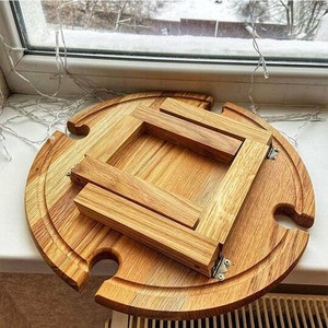 <b>Mini</b> Wooden Outdoor <b>Table</b> 30x30x16cm For Snacks Fruit Wine Serving Portable Picnic Use - Product Image 3