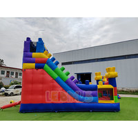 Toboggan gonflable en blocs de construction pour enfants, château gonflable coloré, toboggan rebondissant extérieur, équipement de jeu de carnaval