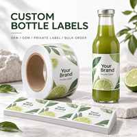 Étiquettes adhésives en papier alimentaire en vrac, impression couleur, découpe à la presse, finition mate, étiquettes en rouleau pour bouteilles de jus