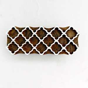 Sello de madera tallado a mano con borde en zigzag para impresión en bloques, para arte textil y de telas indias - Product Image 5