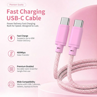 Kabel Pengisian Cepat PD 60W Grosir, Tipe C ke Tipe C, 3A, Nylon Braided, Kecepatan Tinggi 480Mbps, Kabel Data USB-C untuk Laptop Huawei