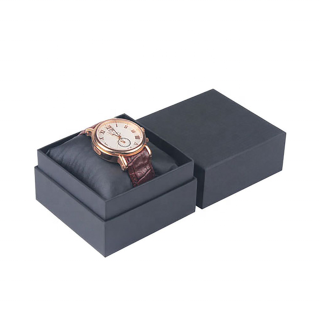 Custom logo square Black Card Paper Watch Boxes with Velvet Pillow Men's Smart Watch Packaging Boxes