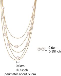 SEPT Fancy Party Jewely Collier à breloques en perles multicouche plaqué or Colliers <span class=keywords><strong>de</strong></span> perles à longue chaîne sertis <span class=keywords><strong>de</strong></span> boucles d'oreilles Bijoux - Product Image 5