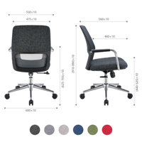 Chaise de bureau exécutive moderne à dossier mi-haut en maille, pivotante et réglable, avec base en acier et 3 vérins à gaz, ergonomique et luxueuse pour ordinateur