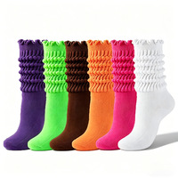Chaussettes mi-mollet froncées à volants pour femmes, couleur unie, bord festonné, en tricot, pour le quotidien et les soirées