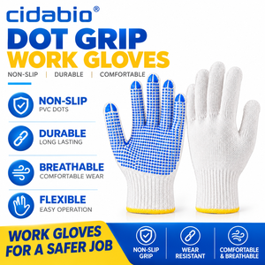 10Gauge Cotton Yarn Blue <b>PVC</b> Dotted Anti-slip <b>Gloves</b> Wear-resistant Safety Work <b>Gloves</b> For Lab Construction Logistics - Product Image 1