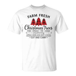 Camiseta navideña con estampado de árboles de Navidad frescos de la granja, estilo rústico, para las fiestas de invierno - Product Image 2
