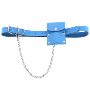 SY Ceinture en cuir à œillets avec chaîne détachable Femmes Hommes Punk Rock Ceintures pour pantalons en jean - Product Image 1