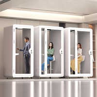 Cabine de réunion modulaire intelligente insonorisée pour bureau, intérieur et extérieur, avec verre trempé et éclairage LED