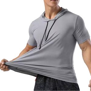 Sudaderas Deportivas de Verano al por Mayor, Camisetas de Manga Corta de Algodón y Elastano para Gimnasio y Fitness, Sudaderas con Capucha para Hombre - Product Image 4