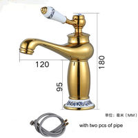 Robinet de lavabo haut de gamme doré, monocommande, à poser sur comptoir, pour lavabo sur pied