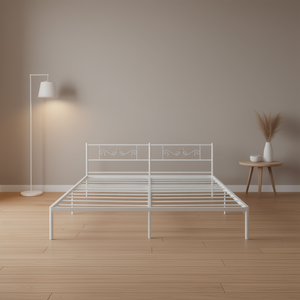 Cadre de lit moderne en acier blanc thermolaqué 76,0 x 80,0 po, lits métalliques, meubles de chambre à coucher - Product Image 2