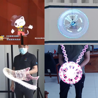 AZMAX OEM 80cm 1280 LED Ultra High Definition 3D Holographic Fan Layar Transparan untuk Iklan Dalam/Luar Ruangan dan Pendidikan