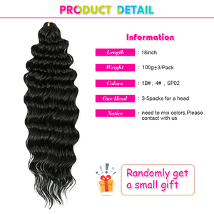 Cabello Boho para Trenzas, 18 Pulgadas, Cabello Rizado para Crochet, Trenzas de Ondas Profundas, Rizos Bohemios - Product Image 3