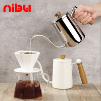 Bouilloire à café NIBU Professional 600 ml en acier inoxydable, design minimaliste écologique, pour infusion manuelle, avec bec verseur en forme de col de cygne