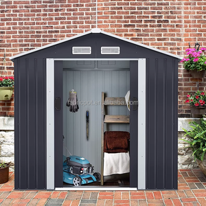 Abri de stockage <span class=keywords><strong>extérieur</strong></span> de 9x6 FT en métal galvanisé Maison de stockage d'outils de <span class=keywords><strong>jardin</strong></span> avec double toit en pente pour patio et cour arrière - Product Image 3