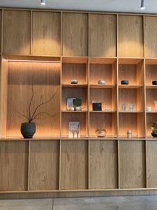 Minimalist Plywood <strong>Open</strong> Grid <strong>Shelf</strong> Cabinet Custom Built-in Wall Storage <strong>Unit</strong> for Modern Interior Design - Product Image 2